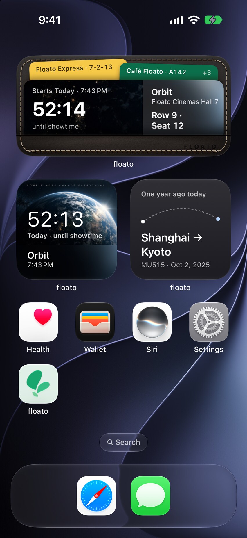 floato Recap widgets on the Home Screen: seven brands collected, and September’s trip cover with three movie posters
